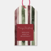 Groene Bourgogne Stripes Kerstmis Cadeaulabel (Voorkant)