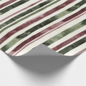Groene Bourgogne Stripes Kerstmis Cadeaupapier (Hoek)
