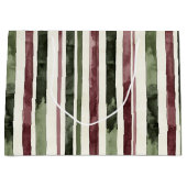Groene Bourgogne Stripes Kerstmis Groot Cadeauzakje (Voorkant)
