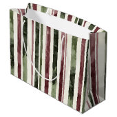 Groene Bourgogne Stripes Kerstmis Groot Cadeauzakje (Achterkant Gekanteld)