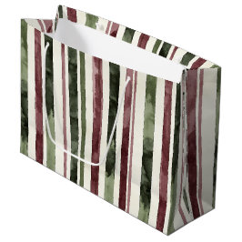 Groene Bourgogne Stripes Kerstmis Groot Cadeauzakje