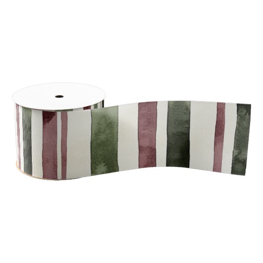 Groene Bourgogne Stripes Kerstmis Grosgrain Lint (Spoel)