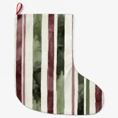 Groene Bourgogne Stripes Kerstmis Grote Kerstsok (Voorkant)