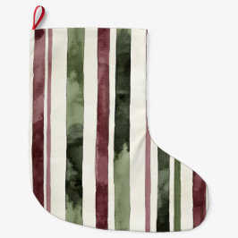 Groene Bourgogne Stripes Kerstmis Grote Kerstsok