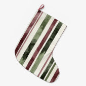 Groene Bourgogne Stripes Kerstmis Grote Kerstsok (Voorkant (Hangend))