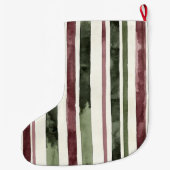 Groene Bourgogne Stripes Kerstmis Grote Kerstsok (Achterkant)
