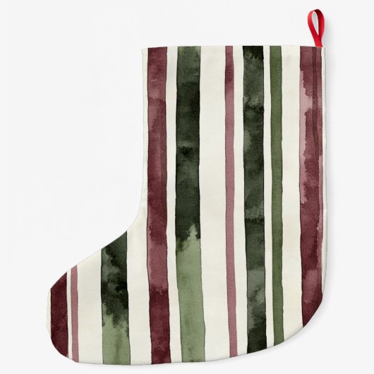 Groene Bourgogne Stripes Kerstmis Grote Kerstsok (Achterkant)