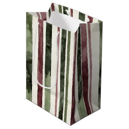 Groene Bourgogne Stripes Kerstmis Medium Cadeauzakje