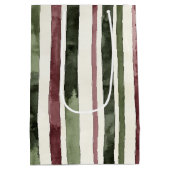 Groene Bourgogne Stripes Kerstmis Medium Cadeauzakje (Achterkant)