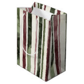 Groene Bourgogne Stripes Kerstmis Medium Cadeauzakje (Achterkant Gekanteld)