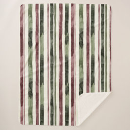 Groene Bourgogne Stripes Kerstmis Sherpa Deken