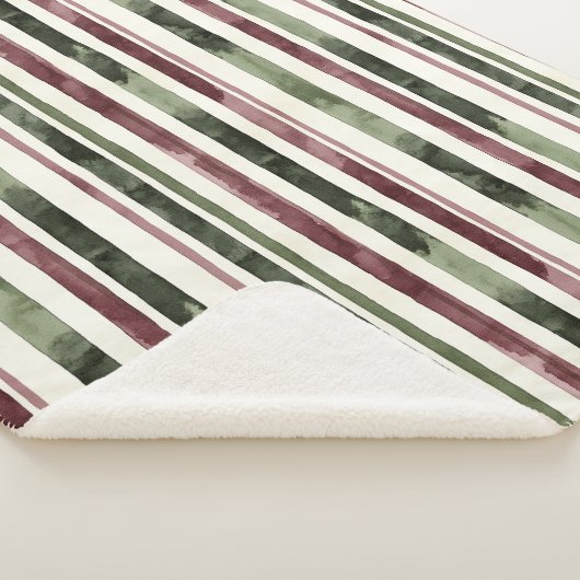 Groene Bourgogne Stripes Kerstmis Sherpa Deken (3/4)