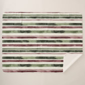 Groene Bourgogne Stripes Kerstmis Sherpa Deken (Voorkant (horizontaal))