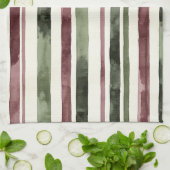 Groene Bourgogne Stripes Kerstmis Theedoek (Gevouwen)