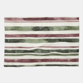 Groene Bourgogne Stripes Kerstmis Theedoek (Horizontaal)