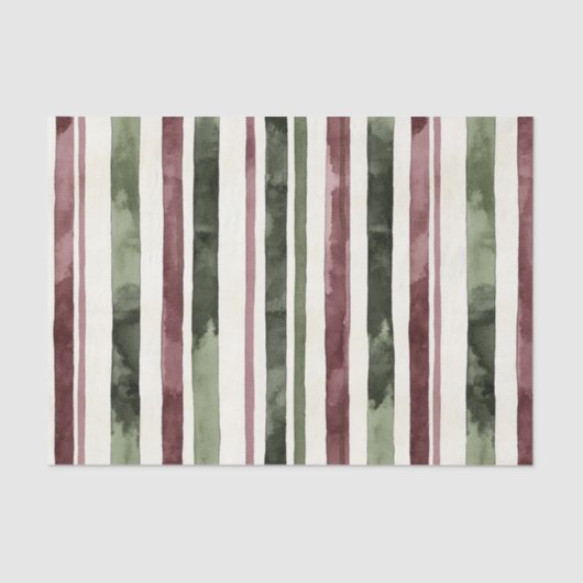 Groene Bourgogne Stripes Kerstmis Tissuepapier (Voorkant)