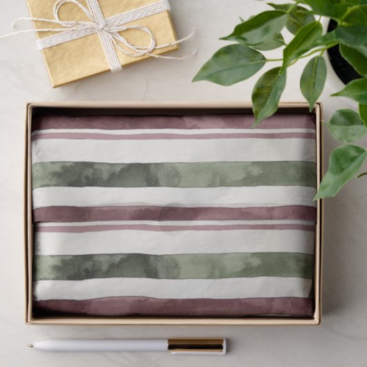 Groene Bourgogne Stripes Kerstmis Tissuepapier (Geschenk)