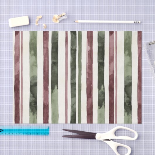 Groene Bourgogne Stripes Kerstmis Tissuepapier (Craft)