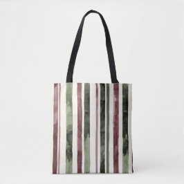 Groene Bourgogne Stripes Kerstmis Tote Bag