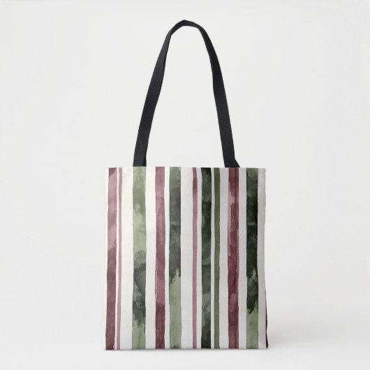 Groene Bourgogne Stripes Kerstmis Tote Bag (Voorkant)