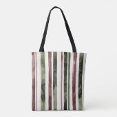 Groene Bourgogne Stripes Kerstmis Tote Bag (Achterkant)