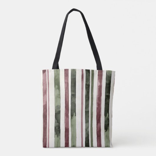 Groene Bourgogne Stripes Kerstmis Tote Bag (Achterkant)