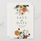 Groene Bourgondië Boho Herfst Wilde Bloem Bruiloft Save The Date (Voorkant)