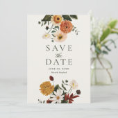 Groene Bourgondië Boho Herfst Wilde Bloem Bruiloft Save The Date (Staand voorkant)