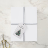 Groene Bourgondische kerstbomen Ornamenten Cadeaulabel (Met Touw)