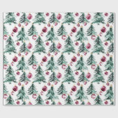 Groene Bourgondische kerstbomen Ornamenten Cadeaupapier (Vlak)