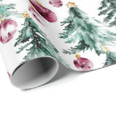 Groene Bourgondische kerstbomen Ornamenten Cadeaupapier (Rol Hoek)