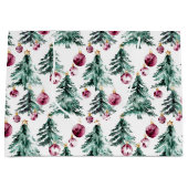 Groene Bourgondische kerstbomen Ornamenten Groot Cadeauzakje (Voorkant)