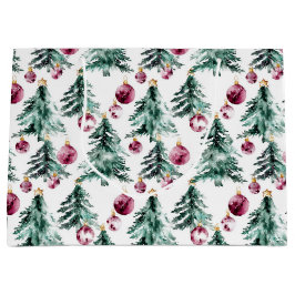 Groene Bourgondische kerstbomen Ornamenten Groot Cadeauzakje