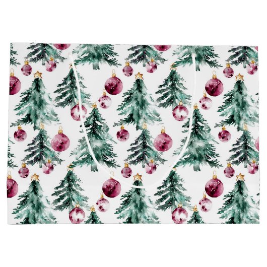 Groene Bourgondische kerstbomen Ornamenten Groot Cadeauzakje (Achterkant)