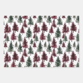 Groene Bourgondische kerstbomen Ornamenten Inpakpapier Vel (Voorkant 3)