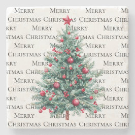 Groene Bourgondische kerstbomen Ornamenten Stenen Onderzetter