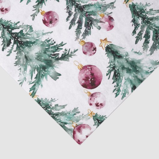 Groene Bourgondische kerstbomen Ornamenten Tissuepapier (Detail)