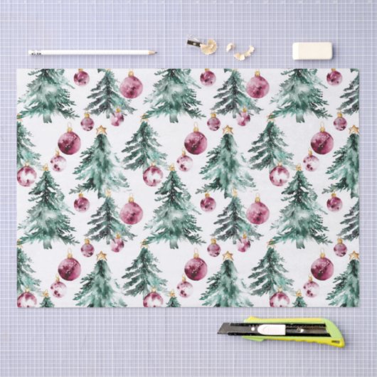 Groene Bourgondische kerstbomen Ornamenten Tissuepapier (Craft)