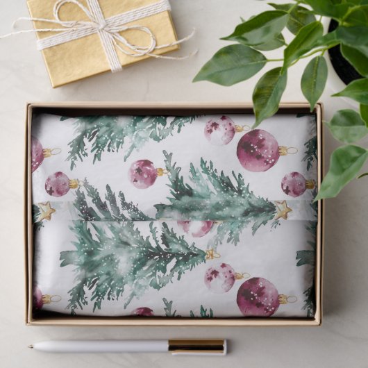 Groene Bourgondische kerstbomen Ornamenten Tissuepapier (Geschenk)