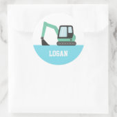Groene Bouw Graafmachine Kinder Gepersonaliseerd Ronde Sticker (Tas)