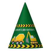 Groene Bouw Voertuig Custom Jongens Verjaardag Feesthoedjes (Voorkant)