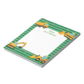 Groene bouwtrucks gepersonaliseerde mitswa notitieblok (Linkerzijde)