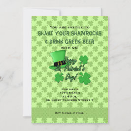 Groene bovenhoed Shamrocks St. Patricks Day Invite Kaart