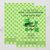 Groene bovenhoed Shamrocks St. Patricks Day Invite Kaart (Voorkant / Achterkant)