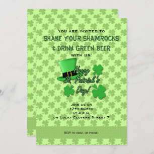 Groene bovenhoed Shamrocks St. Patricks Day Invite Kaart