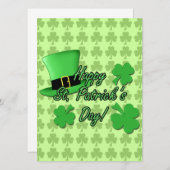 Groene bovenhoed Shamrocks St. Patricks Day Invite Kaart (Voorkant / Achterkant)