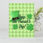 Groene bovenhoed Shamrocks St. Patricks Day Invite Kaart (Staand voorkant)