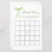 Groene Bow Bruids Bingo Vrijgezellenfeest Spel (Voorkant / Achterkant)