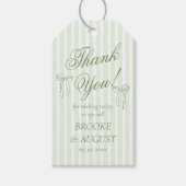 Groene Bow Hand Getrokken Wedding Favoriet Cadeaulabel (Voorkant)