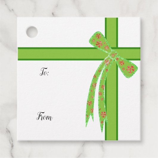 Groene Bow, kerstnaamlabels Bedankjes Labels (Voorkant)